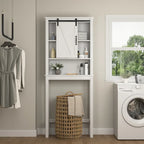 Armoire de rangement au-dessus des toilettes, meuble de salle de bain peu encombrant, avec étagères réglables et porte de grange 27,16 x 9,06 x 67 pouces