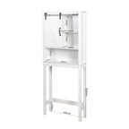 Armoire de rangement au-dessus des toilettes, meuble de salle de bain peu encombrant, avec étagères réglables et porte de grange 27,16 x 9,06 x 67 pouces