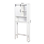 Armoire de rangement au-dessus des toilettes, meuble de salle de bain peu encombrant, avec étagères réglables et porte de grange 27,16 x 9,06 x 67 pouces