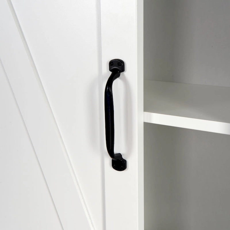 Armoire de rangement au-dessus des toilettes, meuble de salle de bain peu encombrant, avec étagères réglables et porte de grange 27,16 x 9,06 x 67 pouces