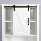 Armoire de rangement au-dessus des toilettes, meuble de salle de bain peu encombrant, avec étagères réglables et porte de grange 27,16 x 9,06 x 67 pouces