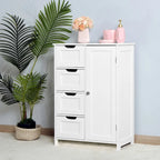 Meuble de rangement de salle de bain blanc, meuble bas avec étagère réglable et tiroirs