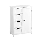 Meuble de rangement de salle de bain blanc, meuble bas avec étagère réglable et tiroirs