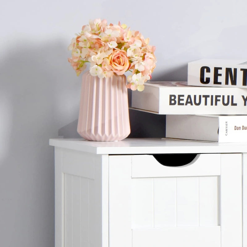 Meuble de rangement de salle de bain blanc, meuble bas avec étagère réglable et tiroirs