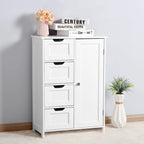 Meuble de rangement de salle de bain blanc, meuble bas avec étagère réglable et tiroirs