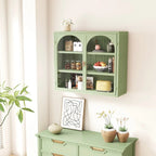 Roomfitters 27.56 Modern Glass Door Wall Cabinet with Three-Tier Storage for Entryway, Living Room, Bathroom