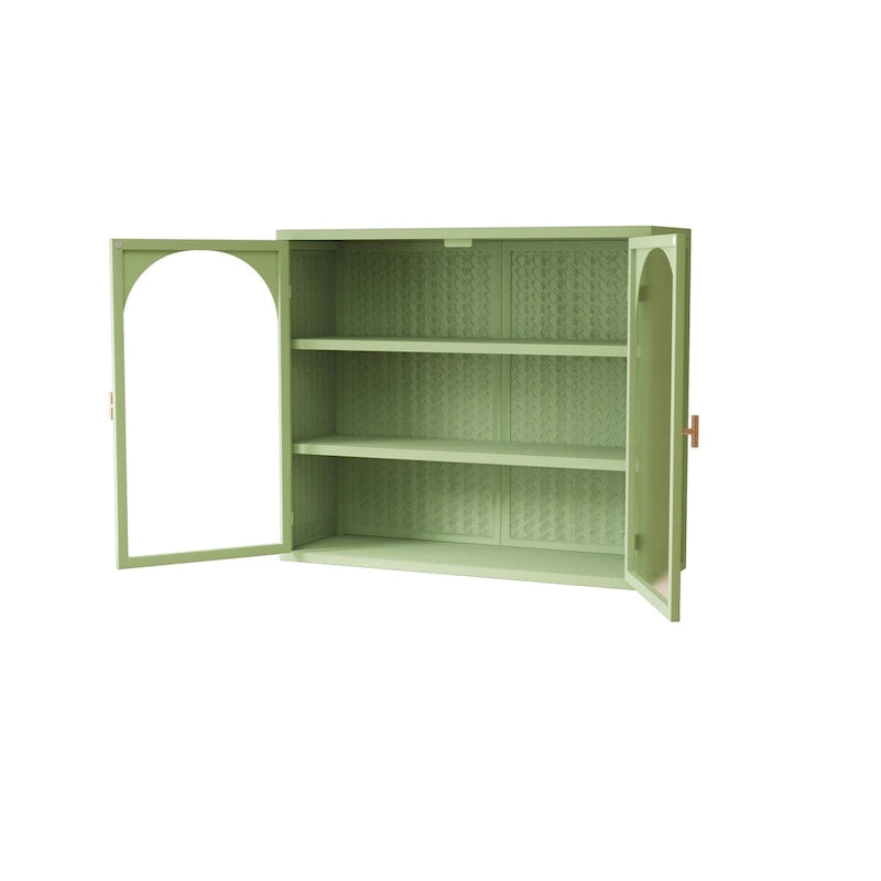 Meuble mural moderne Roomfitters 27,56 avec porte en verre et rangement à trois niveaux pour entrée, salon, salle de bain
