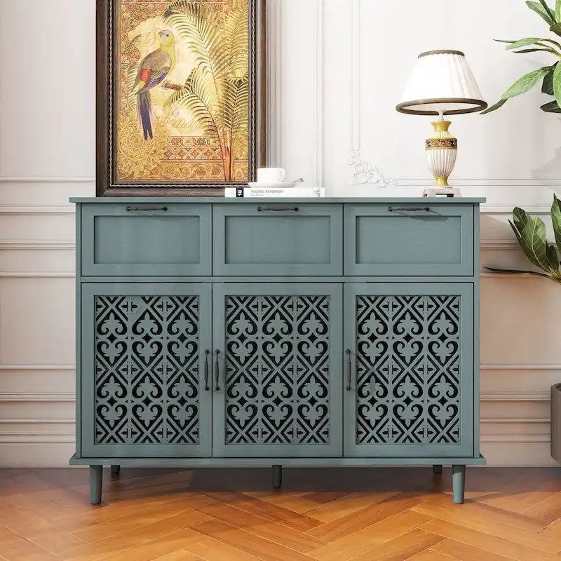 Armoire 3 portes 3 tiroirs, meuble américain, convient pour chambre, salon, bureau