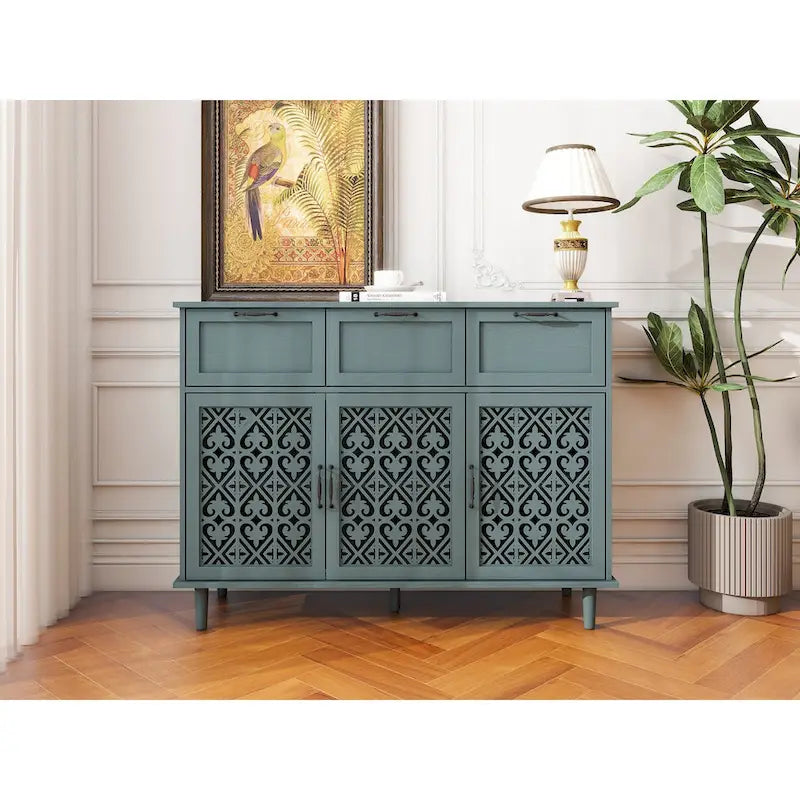 Armoire 3 portes 3 tiroirs, meuble américain, convient pour chambre, salon, bureau