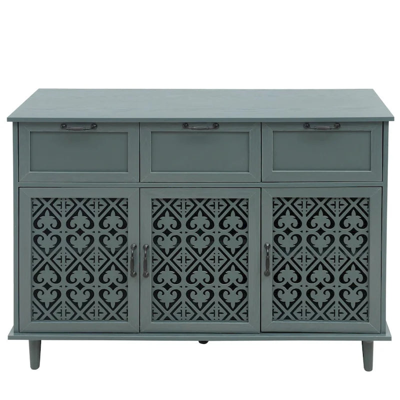 Armoire 3 portes 3 tiroirs, meuble américain, convient pour chambre, salon, bureau