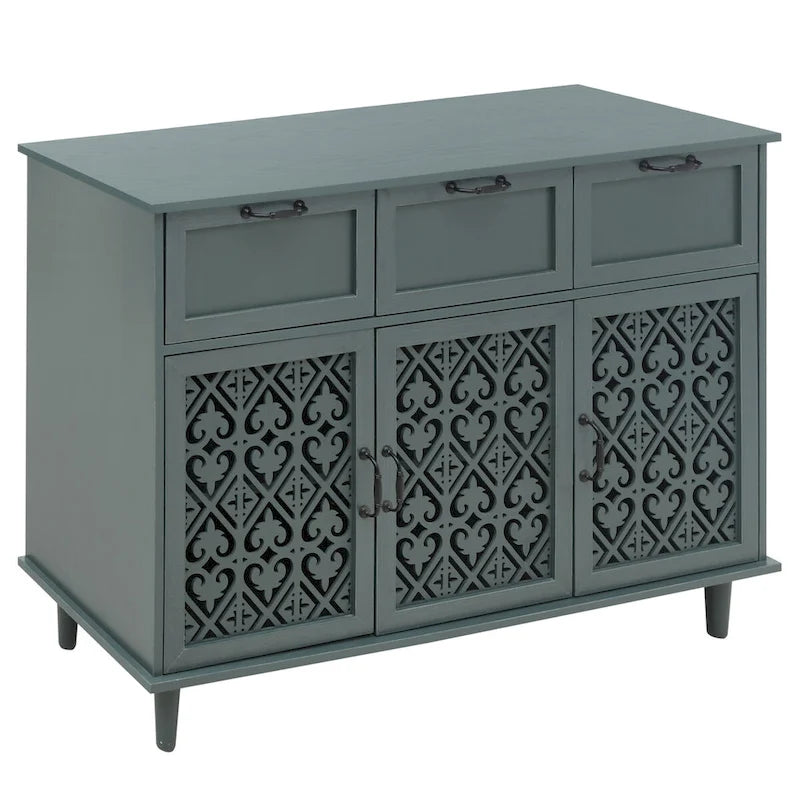 Armoire 3 portes 3 tiroirs, meuble américain, convient pour chambre, salon, bureau