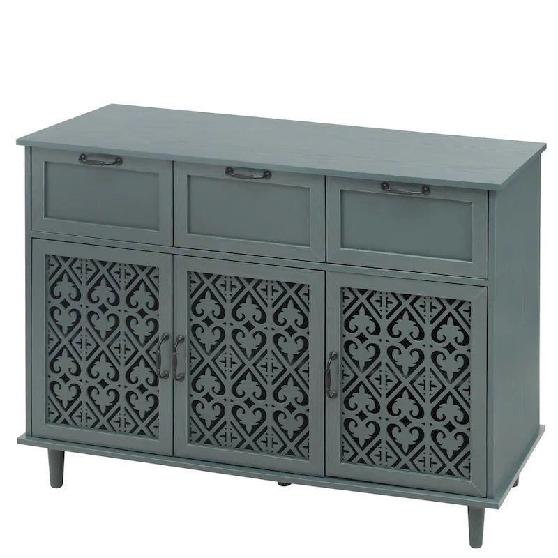 Armoire 3 portes 3 tiroirs, meuble américain, convient pour chambre, salon, bureau