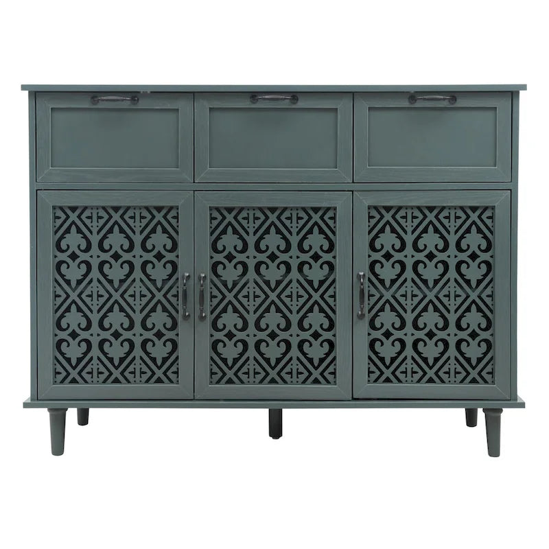 Armoire 3 portes 3 tiroirs, meuble américain, convient pour chambre, salon, bureau