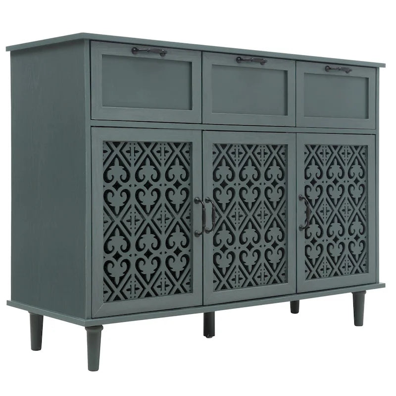 Armoire 3 portes 3 tiroirs, meuble américain, convient pour chambre, salon, bureau