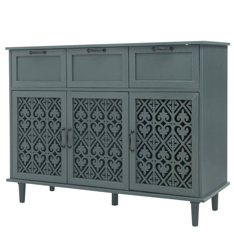 Armoire 3 portes 3 tiroirs, meuble américain, convient pour chambre, salon, bureau