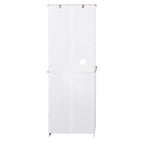 Meuble de Cuisine en Bois Blanc, Armoire de Rangement pour Cellier, Meuble Micro-Ondes avec Portes Vitrées et Tiroir