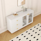 Meubles d'appoint en bois modernes avec portes vitrées et tiroirs