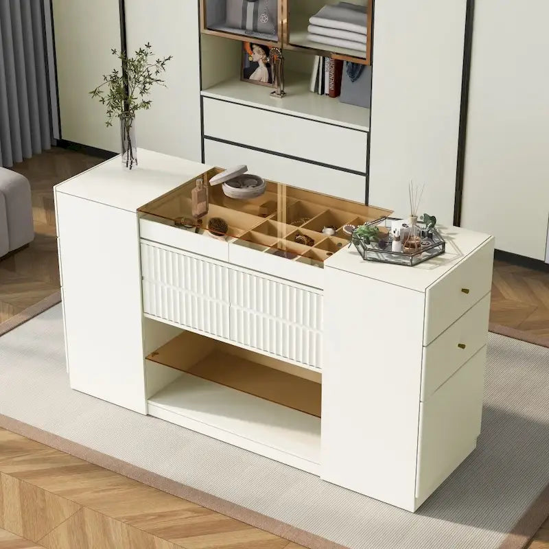 Coiffeuse-Commode et Meuble de Rangement Multifonctionnels de Luxe pour Îlot Central
