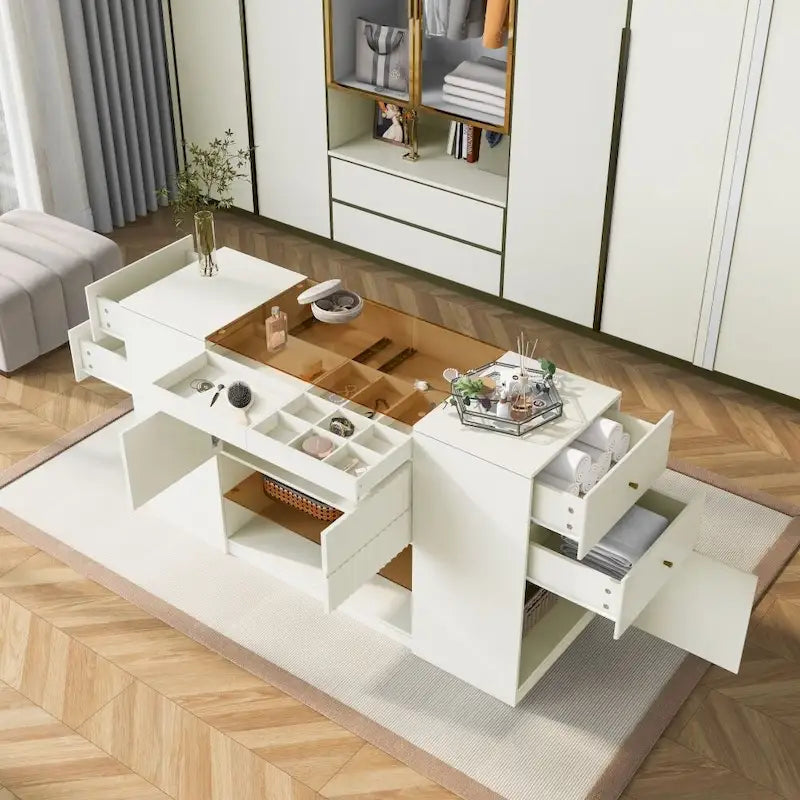 Coiffeuse-Commode et Meuble de Rangement Multifonctionnels de Luxe pour Îlot Central