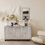 Farmhouse Style 4 Door Wooden Sideboar for Living Room