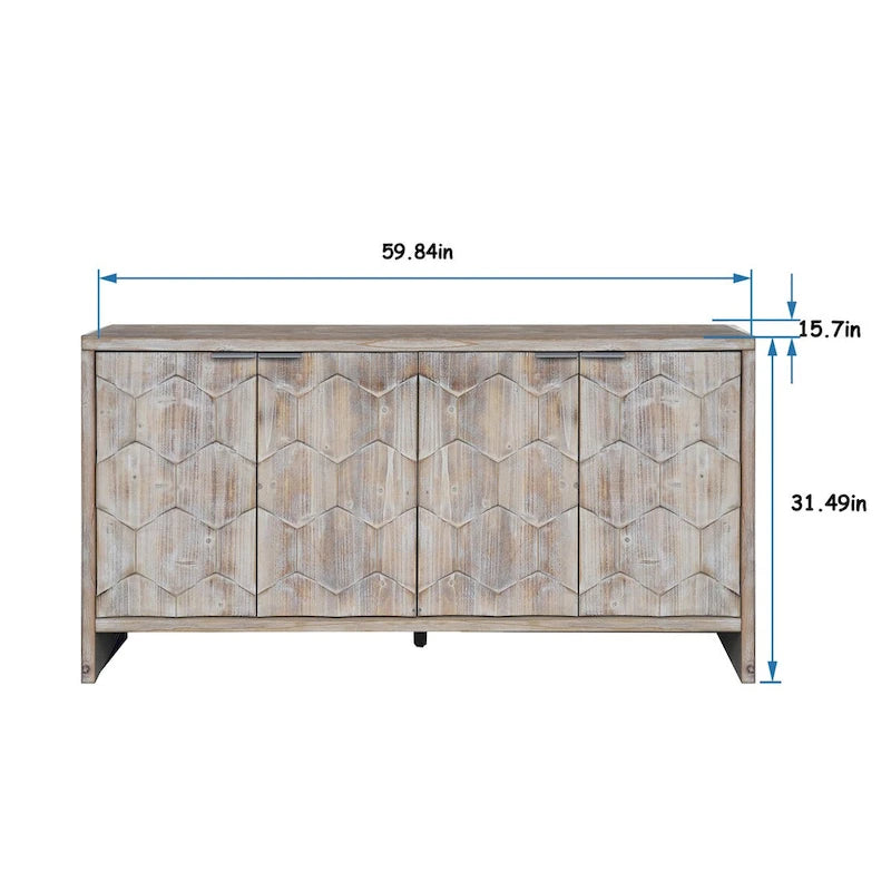 Buffet en bois de style Ferme, 4 portes, pour Salon