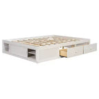 Cadre de lit plateforme Whisen Queen avec 4 tiroirs de rangement et rangement dans le pied de lit