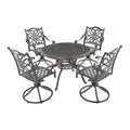 Ensemble de salle à manger d'extérieur 5 pièces en fonte d'aluminium avec 4 chaises pivotantes