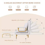 Canapé-lit pliant 3-en-1 convertible en fauteuil - Dossier réglable sur 5 positions avec oreiller, lit d'appoint peu encombrant pour salon, chambre et bureau (Blanc)