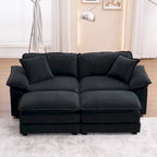 Canapé 2 places avec 2 coussins de siège, 2 oreillers et 2 poufs, canapé confortable - Canapé profond de salon, canapé modulable