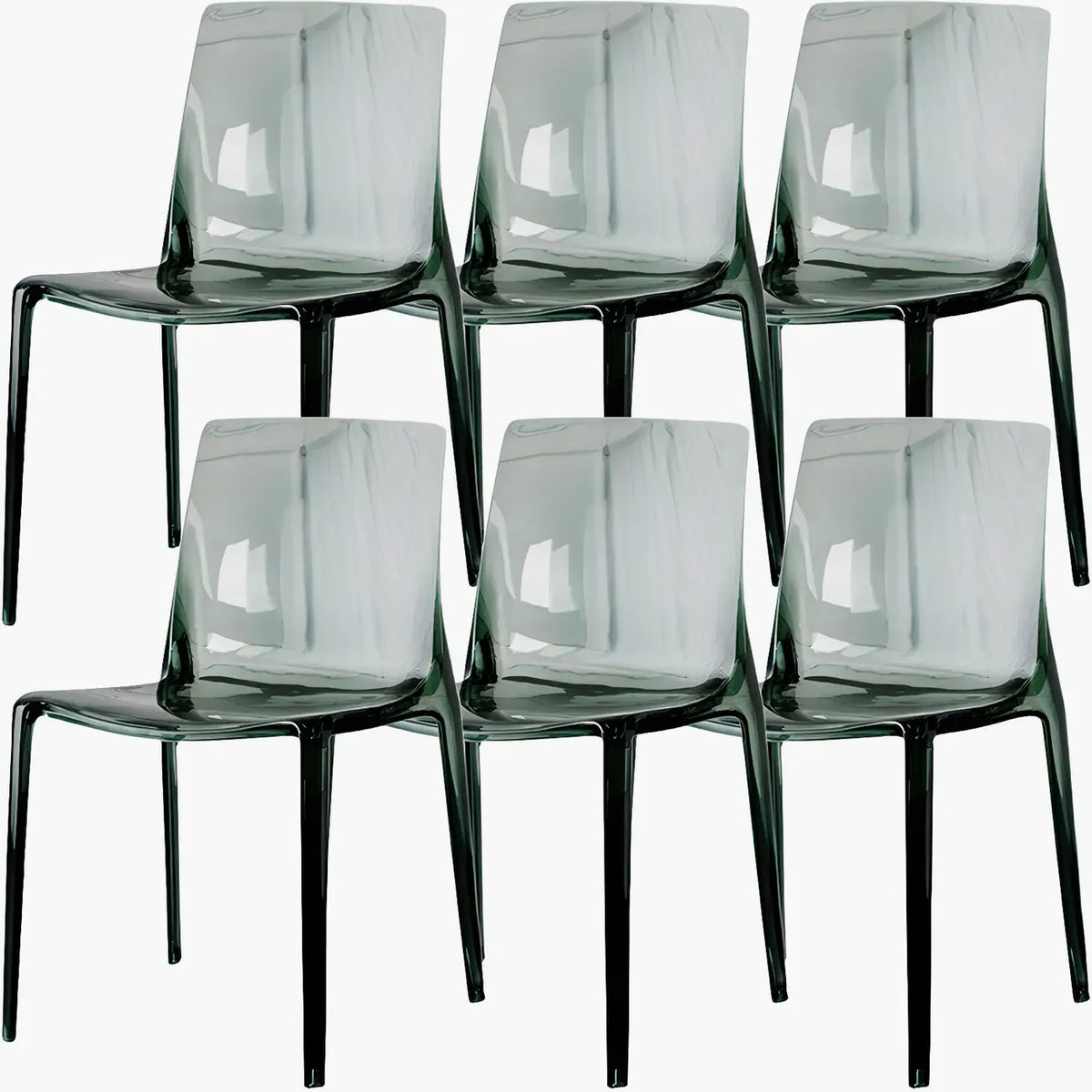 Chaise de salle à manger sans accoudoirs à dossier bas en acrylique ambre