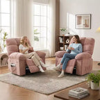 Fauteuil de massage inclinable et chauffant – Fauteuil à bascule pivotant à 360°, canapé simple surdimensionné avec vibration, port USB et poches de rangement pour salon/chambre