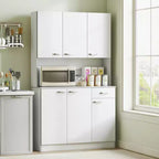71 Armoire de cuisine, armoire de rangement haute avec support pour micro-ondes, buffet de cuisine moderne, 3 étagères réglables pour salon, salle à manger
