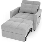Canapé-lit convertible 3 en 1, chaise longue rembourrée réglable et pliable