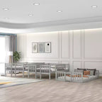 Lit superposé triple pour deux personnes avec échelle convertible et toboggan, lit triple avec barrières de sécurité, blanc/gris/espresso - ModernLuxe