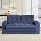 Mjkone Canapé-Lit Futon Convertible 2-en-1 180 cm, Canapé Deux Places Pliable en Tissu Côtelé avec Boutons Touffetés, Idéal pour Petits Espaces
