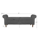 Banc de rangement pour chambre, bout de lit, accoudoirs roulés, canapé ottoman en velours, long banc