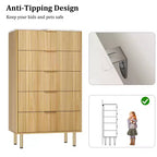 Commode à 5 tiroirs blanche / marbre et bois – Panneau cannelé, pour 1 personne
