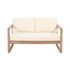Ensemble de meubles de patio en bois d'acacia, ensemble de conversation extérieur avec table basse et coussins moelleux pour jardin, véranda et balcon, Beige - Merax