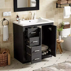 Meuble-lavabo simple de 76 cm avec armoire et 3 tiroirs – Noir / Bleu / Vert / Indigo / Blanc