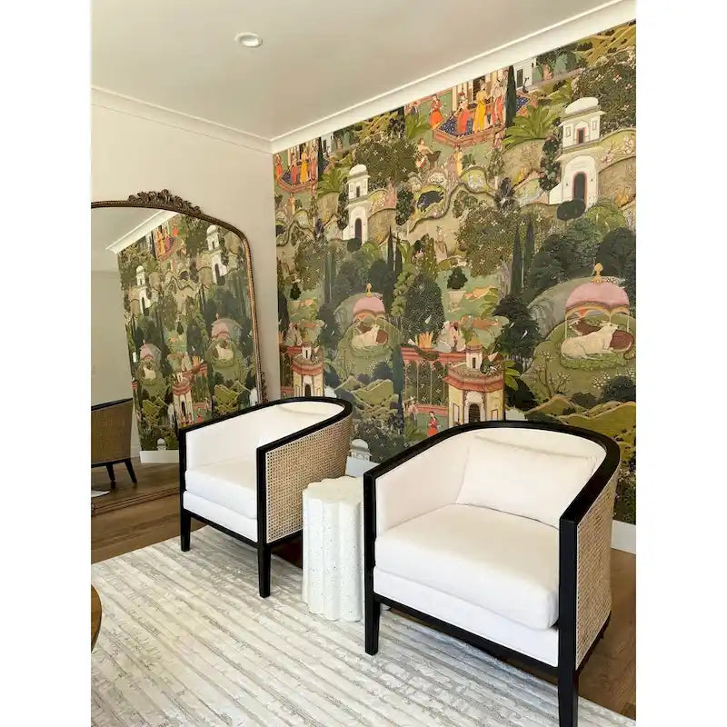 Fauteuil d'appoint en lin et rotin Tillman