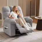Fauteuil de massage inclinable et chauffant – Fauteuil à bascule pivotant à 360°, canapé simple surdimensionné avec vibration, port USB et poches de rangement pour salon/chambre