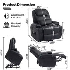 Fauteuil inclinable électrique Bestier de 88 cm avec fonction de levage, massage et chauffage, en similicuir, avec poches latérales et porte-gobelets