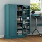 HOMCOM Meuble de cuisine 41, Armoire de cuisine à 2 portes avec 5 étagères de rangement, 12 porte-épices et étagères réglables pour salle à manger