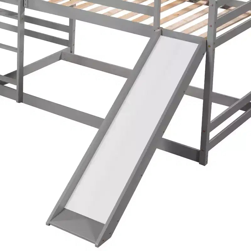 Lits superposés en L pour 4 enfants, lits superposés quadruples avec toboggan, lits superposés en bois doubles et jumeaux pour chambre à coucher ou dortoir