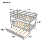 Lit superposé moderne en bois, double sur double avec lit gigogne, convertible en 2 lits