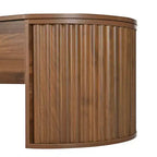 Table basse relevable de 120 cm avec compartiment de rangement caché, ovale, marron
