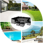 Ensemble de salle à manger Costway 7 pièces en rotin pour terrasse, canapé sectionnel et pouf - Voir détails