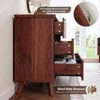 Commode cannelée à 9 tiroirs, commode moderne, meuble TV en bois, design à profil incurvé, pour salon, couloir