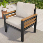 Ensemble de canapés d'extérieur 4 pièces pour 5 personnes avec table basse en bois massif et coussins amovibles