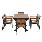 Ensemble de salle à manger d'extérieur extensible 7 pièces avec table extensible et 6 fauteuils
